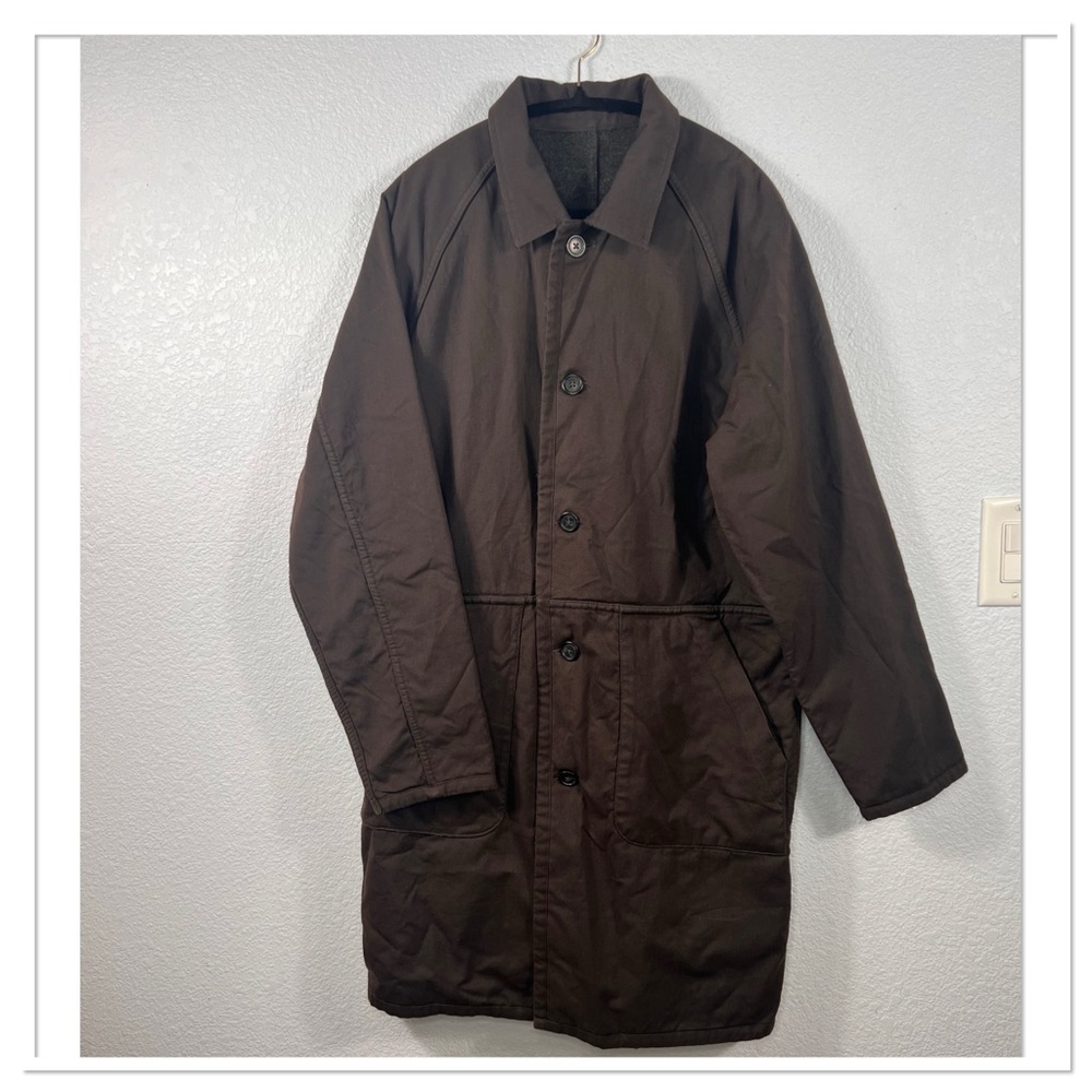 TheTerritory Ahead Wool/Cotton Dark Brown Reversible Oversized Overcoat Sz S NWT
